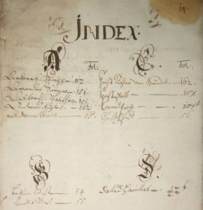 Inhaltsverzeichnis Lagerbuch von 1687