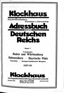 Deckblatt Adressbuch 1927/28